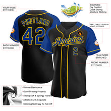 Load image into Gallery viewer, Custom Black Royal-Yellow Authentic Raglan Sleeves Baseball Jersey