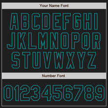 Load image into Gallery viewer, Custom Black Teal Authentic Raglan Sleeves Baseball Jersey