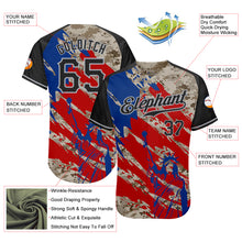 Load image into Gallery viewer, Custom Camo Black Red-Gray American Flag Statue Of Liberty Patriotic Splatter Raglan Sleeves Authentic Baseball Jersey