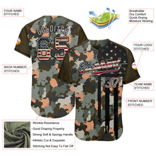 Load image into Gallery viewer, Custom Camo Vintage USA Flag Olive Gray-Black Patriotic Raglan Sleeves Authentic Baseball Jersey