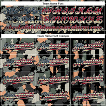 Load image into Gallery viewer, Custom Camo Vintage USA Flag Olive Gray-Black Patriotic Raglan Sleeves Authentic Baseball Jersey