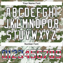 Laden Sie das Bild in den Galerie-Viewer, Custom Camo USA Flag Red Blue Black-White Statue Of Liberty Patriotic Stars & Stripes Raglan Sleeves Authentic Baseball Jersey