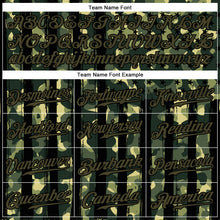 Load image into Gallery viewer, Custom Camo Olive-Black Distressed American Flag Patriotic Raglan Sleeves Authentic Baseball Jersey