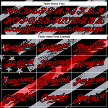 Загрузить изображение в средство просмотра галереи, Custom Black Red American Flag Patriotic Camo Raglan Sleeves Authentic Baseball Jersey