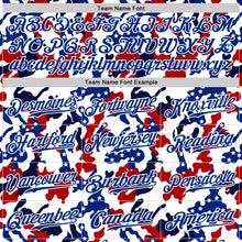 Загрузить изображение в средство просмотра галереи, Custom White Royal Red-Navy Camo American Flag Patriotic Raglan Sleeves Authentic Baseball Jersey