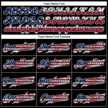 Загрузить изображение в средство просмотра галереи, Custom Black USA Flag Red-White Patriotic Camo Raglan Sleeves Authentic Baseball Jersey