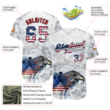 Charger l'image dans la galerie, Custom White USA Flag Red-Black Bald Eagle Patriotic Grunge Camo Raglan Sleeves Authentic Baseball Jersey