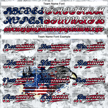 Charger l'image dans la galerie, Custom White USA Flag Red-Black Bald Eagle Patriotic Grunge Camo Raglan Sleeves Authentic Baseball Jersey