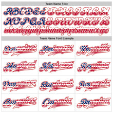 Laden Sie das Bild in den Galerie-Viewer, Custom White Red Pinstripe USA Flag-Blue Patriotic Stars & Stripes Raglan Sleeves Authentic Baseball Jersey