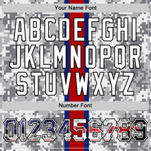 Charger l'image dans la galerie, Custom Camo USA Flag Red Blue Black-White Patriotic Pixel Camouflage Stars & Stripes Raglan Sleeves Authentic Baseball Jersey