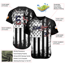 Laden Sie das Bild in den Galerie-Viewer, Custom Black USA Flag-White Patriotic Distressed Grunge Desert Camouflage Raglan Sleeves Authentic Baseball Jersey