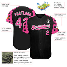 Charger l'image dans la galerie, Custom Black Pink-White Star Raglan Sleeves Authentic Baseball Jersey
