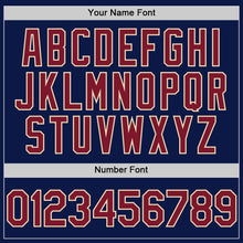 Laden Sie das Bild in den Galerie-Viewer, Custom Navy Crimson-Cream Star Raglan Sleeves Authentic Baseball Jersey
