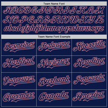 Charger l'image dans la galerie, Custom Navy Medium Pink Star Raglan Sleeves Authentic Baseball Jersey