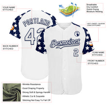 Загрузить изображение в средство просмотра галереи, Custom White Navy Star Raglan Sleeves Authentic Baseball Jersey