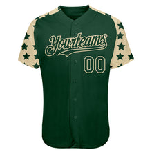Laden Sie das Bild in den Galerie-Viewer, Custom Green Cream Star Raglan Sleeves Authentic Baseball Jersey