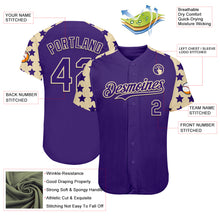 Charger l'image dans la galerie, Custom Purple Cream Star Raglan Sleeves Authentic Baseball Jersey