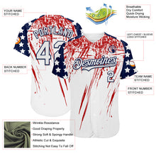 Загрузить изображение в средство просмотра галереи, Custom White Navy-Red Splatter Brush Stroke Star Raglan Sleeves Authentic Baseball Jersey