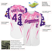 Charger l'image dans la galerie, Custom White Purple-Pink Splatter Brush Stroke Star Raglan Sleeves Authentic Baseball Jersey