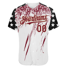 Charger l'image dans la galerie, Custom White Crimson Cream-Black Splatter Brush Stroke Star Raglan Sleeves Authentic Baseball Jersey
