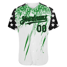Загрузить изображение в средство просмотра галереи, Custom White Black-Grass Green Splatter Brush Stroke Star Raglan Sleeves Authentic Baseball Jersey