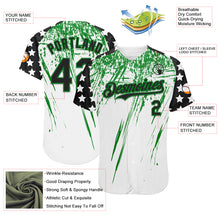 Загрузить изображение в средство просмотра галереи, Custom White Black-Grass Green Splatter Brush Stroke Star Raglan Sleeves Authentic Baseball Jersey