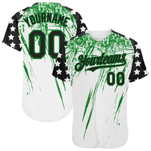 Загрузить изображение в средство просмотра галереи, Custom White Black-Grass Green Splatter Brush Stroke Star Raglan Sleeves Authentic Baseball Jersey