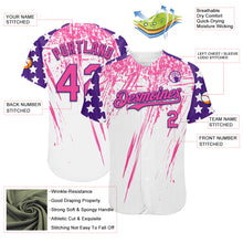 Charger l'image dans la galerie, Custom White Pink-Purple Splatter Brush Stroke Star Raglan Sleeves Authentic Baseball Jersey