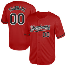 Charger l'image dans la galerie, Custom Red Black-White Mesh Authentic Throwback Baseball Jersey