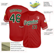 Charger l'image dans la galerie, Custom Red Green-White Mesh Authentic Throwback Baseball Jersey