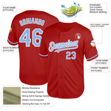 Charger l'image dans la galerie, Custom Red Light Blue-White Mesh Authentic Throwback Baseball Jersey
