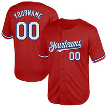 Load image into Gallery viewer, Custom Red White-Royal Mesh Authentic Throwback Baseball Jersey