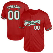 Load image into Gallery viewer, Custom Red White-Kelly Green Mesh Authentic Throwback Baseball Jersey
