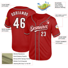 Load image into Gallery viewer, Custom Red White-Black Mesh Authentic Throwback Baseball Jersey