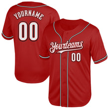 Load image into Gallery viewer, Custom Red White-Black Mesh Authentic Throwback Baseball Jersey