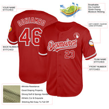 Load image into Gallery viewer, Custom Red White-Gray Mesh Authentic Throwback Baseball Jersey