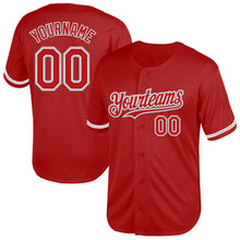Load image into Gallery viewer, Custom Red White-Gray Mesh Authentic Throwback Baseball Jersey