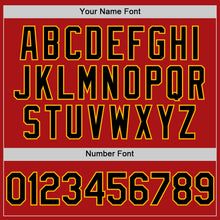 Load image into Gallery viewer, Custom Red Black-Gold Mesh Authentic Throwback Baseball Jersey