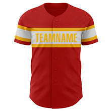 Laden Sie das Bild in den Galerie-Viewer, Custom Red White-Gold Authentic Baseball Jersey