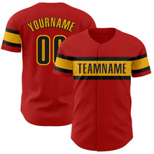 Laden Sie das Bild in den Galerie-Viewer, Custom Red Black-Gold Authentic Baseball Jersey