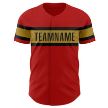 Laden Sie das Bild in den Galerie-Viewer, Custom Red Black-Old Gold Authentic Baseball Jersey