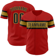 Laden Sie das Bild in den Galerie-Viewer, Custom Red Black-Old Gold Authentic Baseball Jersey