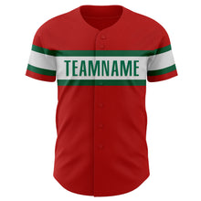 Laden Sie das Bild in den Galerie-Viewer, Custom Red White-Kelly Green Authentic Baseball Jersey