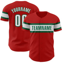Laden Sie das Bild in den Galerie-Viewer, Custom Red White-Kelly Green Authentic Baseball Jersey