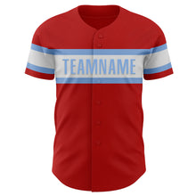 Laden Sie das Bild in den Galerie-Viewer, Custom Red White-Light Blue Authentic Baseball Jersey
