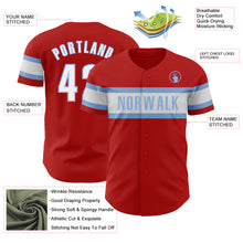 Laden Sie das Bild in den Galerie-Viewer, Custom Red White-Light Blue Authentic Baseball Jersey
