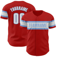 Laden Sie das Bild in den Galerie-Viewer, Custom Red White-Light Blue Authentic Baseball Jersey