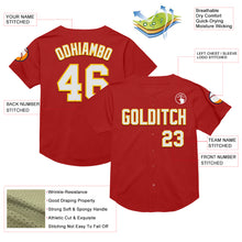 Load image into Gallery viewer, Custom Red White-Yellow Mesh Authentic Throwback Baseball Jersey