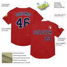 Load image into Gallery viewer, Custom Red Navy-White Mesh Authentic Throwback Baseball Jersey