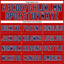 Load image into Gallery viewer, Custom Red Navy-White Mesh Authentic Throwback Baseball Jersey